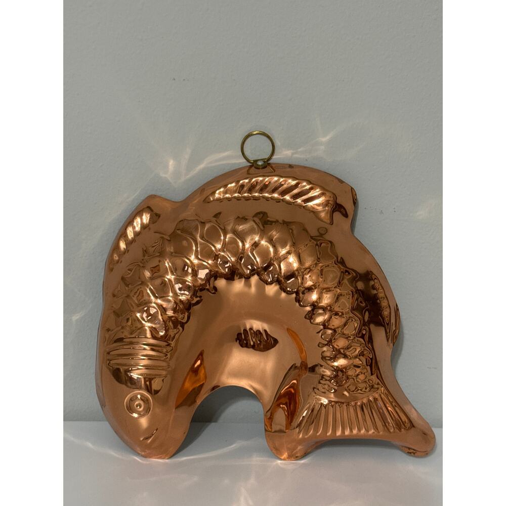 Vintage Copper Fish Mold | Antique Style Kitchen Wall Decor | Farmhouse